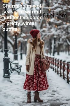 Outfit Winter Ideas, Beanie Outfit Winter, Skirt Outfits For Fall, Midi Skirt Outfits, Outfits For Short Women, Fashionista Outfits, Pretty Winter Outfits, Trendy Christmas Outfits, Best Winter Outfits