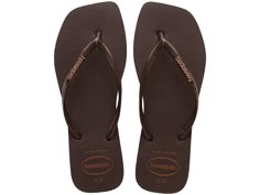 Havaianas Slim Logo Pop-Up Flip Flops - Women's Sandals : Dark Brown : Bring on the heat! You'll be ready to take on the blazing weather feet first when you take the Slim Logo sandal with you on all your summer adventures. Rubber upper. Thong post with Havaianas&amp,#174, logo accenting the straps. Cushioned footbed for ultra comfort. Rubber sole. Made in Brazil. Measurements: Weight: 4 oz Product measurements were taken using size 35/36 Brazil (US Men's 4/5, Women's 5/6), width M. Please note that measurements may vary by size. Havana Flip Flops, Slim Logo, Brown Flip Flops, Summer Wishlist, Burgundy Shoes, Walk In My Shoes, College Fits, Shoe Inspo, Walk This Way