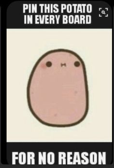 an image of a cartoon character with the caption pin this potato in every board for no reason