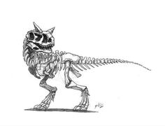 a drawing of a dinosaur skeleton