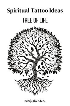 a tree with the words,'spirit tattoo ideas tree of life'in black and white