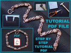 the instructions for how to make a braided chain bracelet with scissors and paper clip