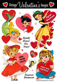 RARE 1950s-1960s Vintage Kitschy MCM Mid-Century Style Valentine's Day Image Collection Valentine's Day Aesthetic, Valentine's Day Images, Day Aesthetic, Valentine Images, Business Holiday Cards, Business Invitation, Digital Greeting Cards, Rare Images, Thanksgiving Traditions