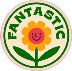 the logo for fantassicc with a smiling flower on it's center