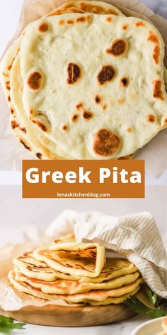 greek pita bread with cheese on top and the text overlay reads, how to make