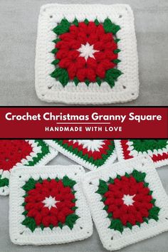 crochet christmas granny square with love