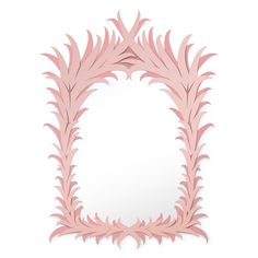 a mirror that is shaped like a leafy plant with pink leaves on it's sides