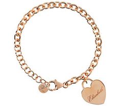 Personalized accessories make thoughtful gifts. Go ahead and pick up this heart charm bracelet for your loved one or treat yourself to this customized piece -- you deserve it! From Veronese Collection® Jewelry. Elegant Heart Charm Bracelet For Gift, Classic Personalized Heart Bracelet As Gift, Elegant Heart Shaped Bracelets For Anniversary, Elegant Engraved Charms For Gifts, Elegant Wedding Heart Bracelet With Charms, Classic Heart Pendant Bracelet As Gift, Heart-shaped Charm Bracelet For Personalized Gift, Elegant Heart Pendant Charm Bracelet For Gift, Elegant Heart Pendant Charm Bracelet Gift