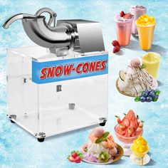 an ice cream making machine is shown with different flavors