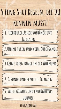 5 Feng Shui Regeln, Einrichtung nach Feng Shui für ein energievolles Leben Art Of Living, Feng Shui, Cleaning Hacks, Life Hacks, Sheet Music, Home Diy, Sweet Home