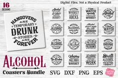 alcohol svg bundle for commercial use, includes 16 different font styles and designs to choose from