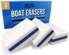 three boats erasers sitting next to each other