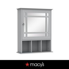 an image of a bathroom cabinet with mirror on the front and shelf below it that says macy's