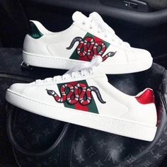 Gucci Ace Sneakers • Limited Stock Gucci Snake, Gucci Shoes, Designer Sneakers, Mode Inspiration, White Sneakers