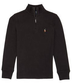 From Polo Ralph Lauren, this pullover features:Mock neckQuarter-zip placketLong sleeves with banded cuffspullover styling Multicolored signature embroidered pony at the left chestEven vented hemCotton interlockMachine wash/tumble dryImported. Ralph Lauren Quarter Zip Men, Boy Essentials, Quarter Zip Men, Ralph Lauren Quarter Zip, Classic American Style, Ralph Lauren Kids, Ralph Lauren Boys, Old Money Style, Cool Outfits For Men