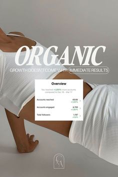 an image of a woman doing yoga on her stomach with the words organic written above it