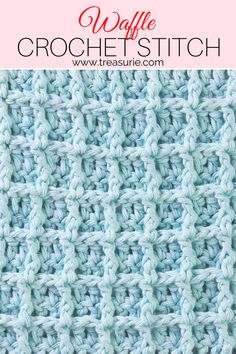 the crochet stitch pattern is shown in light blue