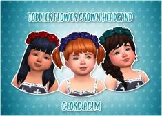 three girls with flower crowns on their heads and the words, toddler flower crown headband