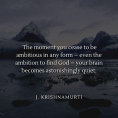 the moment you case to be ambitious in any form - even the ambition to find god your brain becomes astoundingly quiet