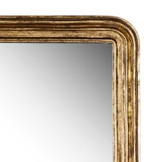 an antique gold framed mirror on a white background with clippings to the bottom