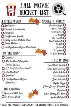 the fall movie bucket list for kids