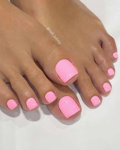 Barbie Pink Pedicure, Pedicure Rosa, Pink Pedicure, Gel Pedicure, Pedicure Colors, Milky Nails