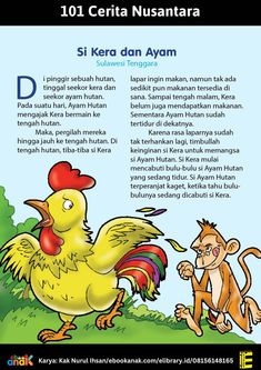 an image of a chicken and a monkey in front of the words, 101 cerita nusanta