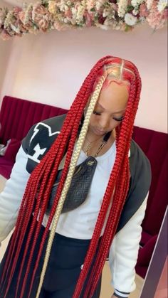 Braided Hairstyles Straight Back, Braided Hairstyles Straight, Braids Red And Black, Box Braids Red, Bob Angled, Island Twist Hairstyle, Angled Haircut, Braids Red, Box Braids Updo