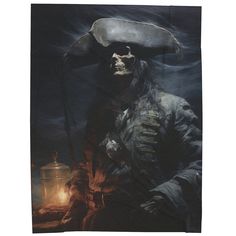 a painting of a pirate holding a lantern