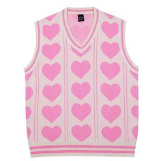 heart knit vest boogzel apparel Argyle Vest, All Things, Oversized Vest, Heart Clothes, Pink Vest, Oversized Streetwear, Knit Tank Top, Next Clothes, Vintage Graphic