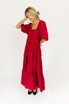 daymaker dress w/pockets // crimson *zoco exclusive* Capsule Wardrobe Outfits, Red Maxi, Date Nights, Striped Mini Dress, Denim Mini Dress, Holiday Dress, Mini Velvet Dress, Puffed Sleeves Dress, Tier Skirt