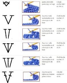 the instructions for crochet in spanish are shown with pictures of how to use them