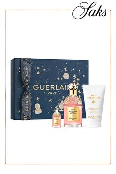 WHAT IT IS Discover this luxurious floral fragrance gift set from Guerlain, inspired by the dazzling creations of French jewelry designer Shourouk Rhaiem. Renowned for her crystal-encrusted masterpieces, Shourouk infuses her passion for opulence and elegance into every facet of her rhinestone universe. Made in France. THREE-PIECE SET INCLUDES Aqua Allegoria Rosa Rossa Forte Eau de Parfum, 2.5 oz. Aqua Allegoria Rosa Rossa Forte Eau de Parfum Miniature, 0.25 oz. Bergamot Body Lotion, 2.5 oz. TOP NOTES Rosewater Blackcurrant accord HEART NOTES Pear note Essence and absolute of rose Peach BASE NOTES Sandalwood Patchouli White musks Benzoin WHAT IT DOES This fragrance evokes majestically blooming sweet roses bathed in light, paired with a juicy white peach over a deliciously woody base. Bergam Perfume Carolina Herrera, The Perfume Shop, Christmas Gift Set, Perfume Floral, Men's Aftershave, Fragrance Set, Christmas Gift Sets, Fragrance Gift, Manicure Y Pedicure