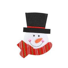 a small snowman with a top hat and scarf on it's head is shown