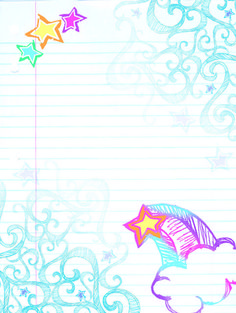 a drawing of an umbrella and stars on lined paper