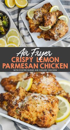 crispy lemon parmesan chicken on a white plate