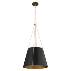 a black and gold chandelier hanging from the ceiling with two lights on each side