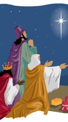 the three wise men are looking at the star