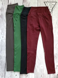 Tapered Band Essential High Waist Leggings - Burgundy Burgundy Leggings