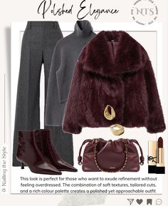 ✨Burgundy Faux Fur Jacket✨ Its plush texture and bold hue introduce depth and a touch of sophistication to the outfits. The grey colour provides a neutral canvas that allows the other elements of the outfits to shine. Which one would you wear? Let me know in the comments👇💬 and share these styling tips with friends 🗣️ ✨Available items and some alternatives will be linked in November Highlight and LTK link in Bio✨ . . . . . #nailingthestyle #outfitoftheday #outfitinspiration #outfitinspo #... Grey Colour, Styling Tips, Faux Fur Jacket, Fur Jacket, Outfit Of The Day, Faux Fur, Gray Color, Outfit Inspirations, Texture