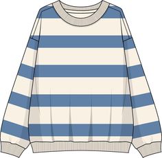 a sweater with blue and white stripes on the front, as well as an image of a