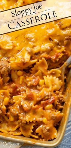 a casserole dish with meat, cheese and noodles