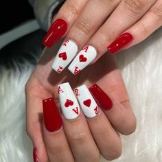 Playing Cards Nail Design, Slay Nails Queens, Valentine’s Day Themed Nails, 26th Birthday Nails, Casino Night Nails, Nails For Las Vegas Trip, Nails For 21st Birthday, Card Deck Nails