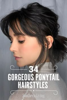 Classy Ponytail Hairstyles Short Hair, Ponytail Hairstyles Midlength, Low Pony Tailed Hairstyle Short Hair, Formal Low Ponytail Short Hair, Poney Tale Hairstyle With Bangs, Stylish Ponytail Short Hair, Fancy Ponytails For Medium Hair, Ponytail Length Haircut, Layered Hair Ponytail Medium