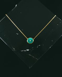 Please Note: due to the natural nature of malachite stone, each necklace has its own unique pattern and the shades of green. round shape malachite stone with centred white zircon yellow gold vermeil with electro-coating malachite size approx. 11mm x 11mm white zircon stone size approx. 1.3mm x 1.3mm total length 45cm including 5cm extender total weight approx. 2.76g spring ring closure helpful tips:In order to keep the gold vermeil jewelry always shining, try to keep it away from water, alcohol, perfume and chemicals; remove during physical activities; store separately in a soft pouch. Malachite Necklace, Gold Vermeil Jewelry, Malachite Stone, Natural Nature, Vermeil Jewelry, Helpful Tips, Physical Activities, Spring Rings, Shades Of Green