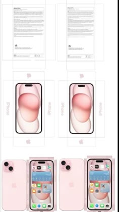 the iphone is shown in four different positions, including one with an ad for it