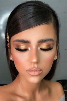 Goddess Makeup, Make Up Gold, Wedding Hairstyles And Makeup, Gold Eyeshadow, Wedding Makeup Artist, Braut Make-up, Gold Makeup, Glamour Makeup