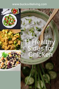 healthy sides for chicken with text overlay