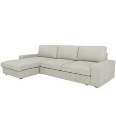 a white couch with a chaise lounge on it