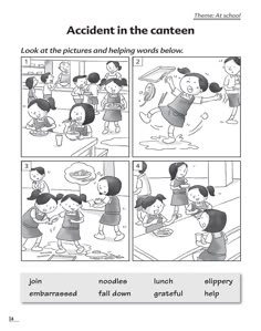 a comic strip with an image of children in the kitchen